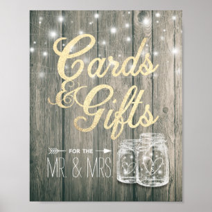 Wedding Sign Cards & Gifts Rustic Wood Mason Jars