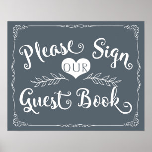 Wedding sign chalkboard "Guest book" custom colour