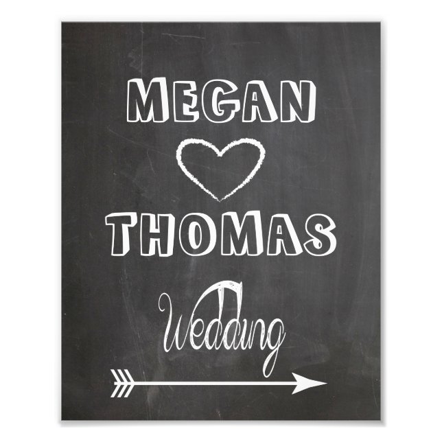 Wedding sign Chalkboard style  party way right (Front)