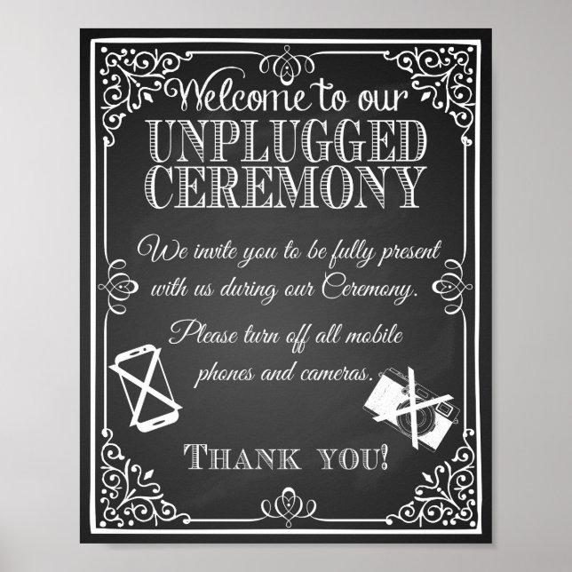 Wedding sign chalkboard "unplugged ceremony (Front)