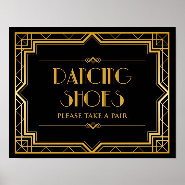 Wedding Sign – Dancing Shoes Gatsby Wedding Sign (Front)