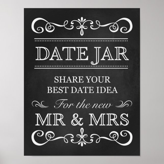 Wedding Sign – Date Jar Wedding Chalkboard Sign (Front)