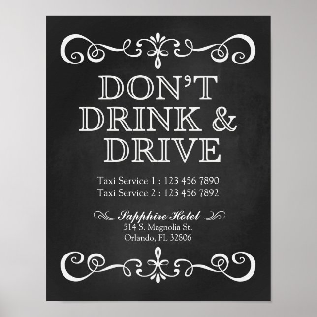 Wedding Sign – Don’t’ Drink & Drive Chalkboard (Front)