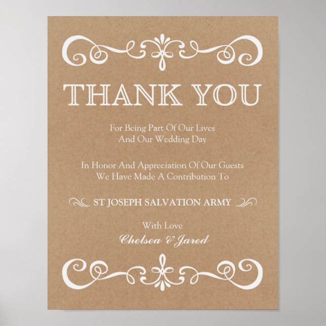 Wedding Sign – Donation Rustic Wedding Sign (Front)