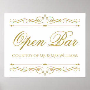 Wedding Sign Elegant Gold Swirl Calligraphy