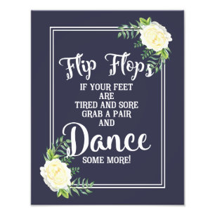 wedding sign, flip flops, wedding, floral rose photo print