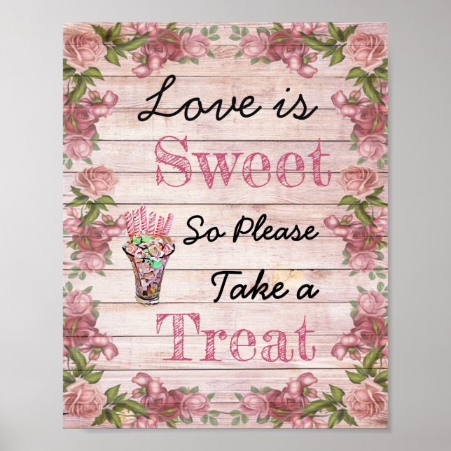 Wedding Sign for Candy Buffet, Coral Candies (Front)