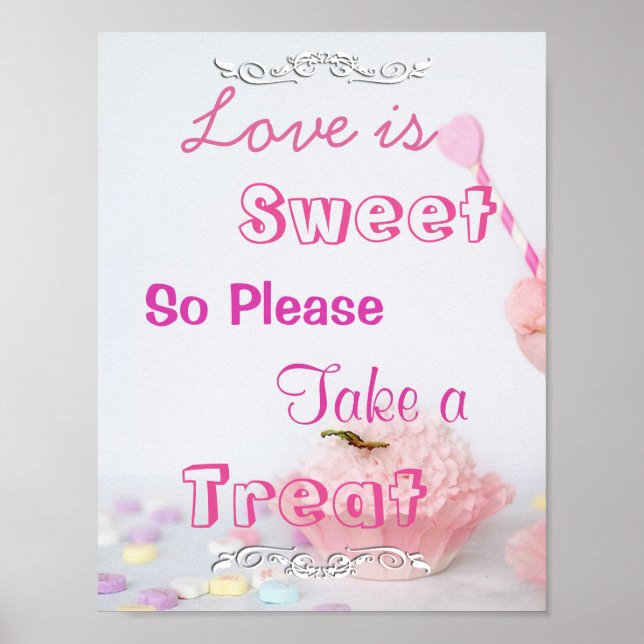 Wedding Sign for Candy Buffet, Pink Cupcakes (Front)