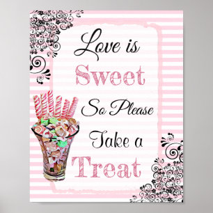 Wedding Sign for Candy Buffet Pink Poster