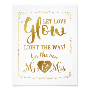 wedding sign, glow sticks, wedding, black photo print