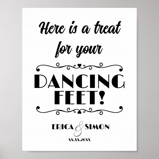 Wedding sign Heres a treat for your dancing feet (Front)