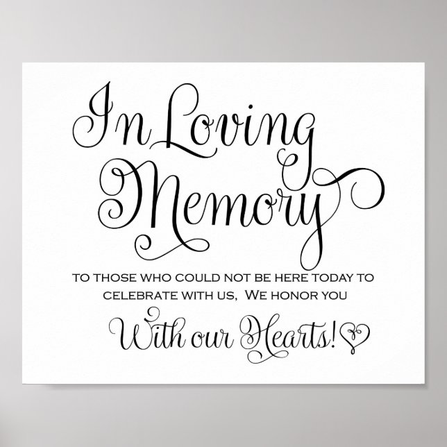 Wedding Sign - In loving Memory (Front)