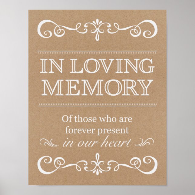 Wedding Sign –In Loving Memory Rustic Wedding Sign (Front)