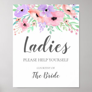 Wedding Sign – Ladies Bathroom Basket Floral Sign