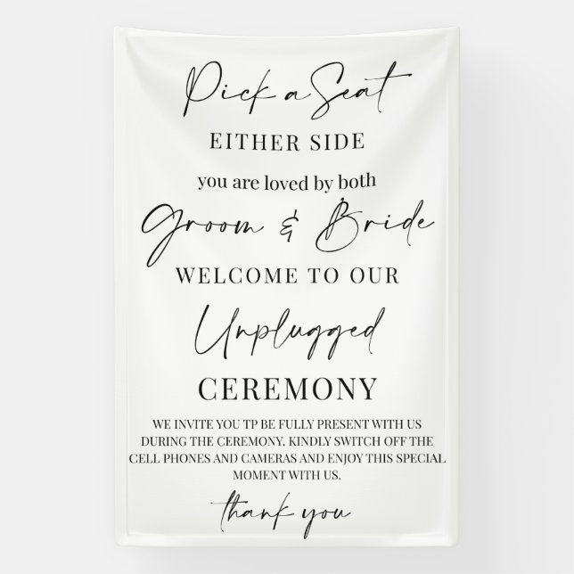 Wedding Sign – Pick a Seat, Not a Side | Unplugged (Vertical)