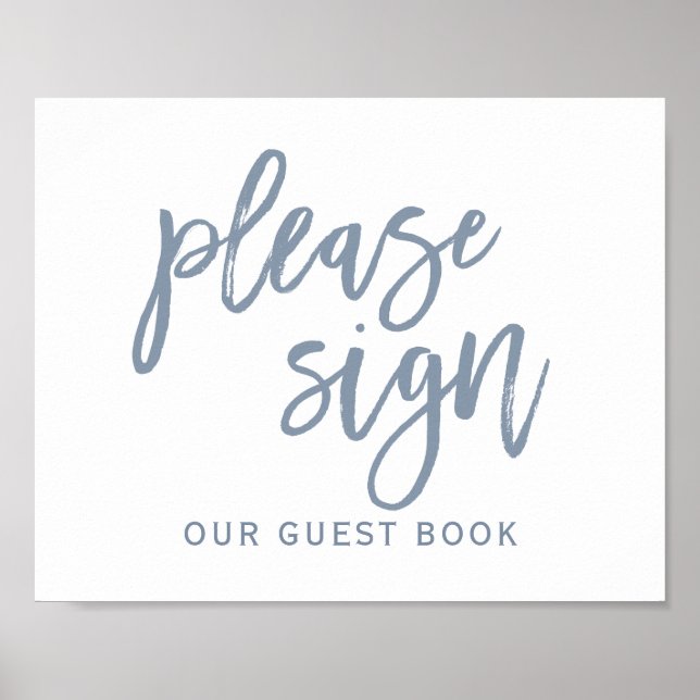 Wedding Sign "Please Sign" Typography | Dusty Blue (Front)