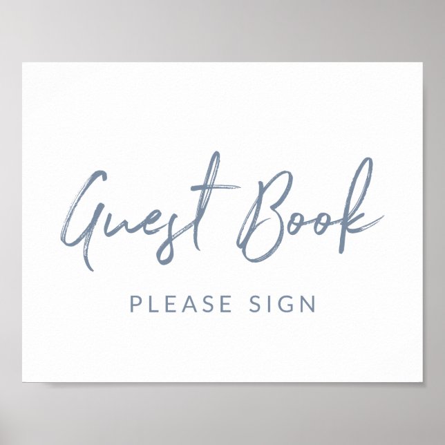 Wedding Sign "Please Sign" Typography | Dusty Blue (Front)