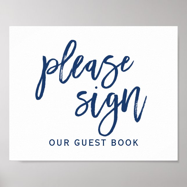 Wedding Sign "Please Sign" Typography | Navy Blue (Front)
