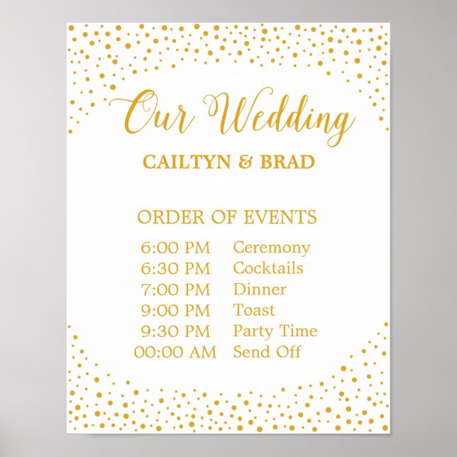 Wedding Sign – Schedule Confetti Wedding Sign (Front)