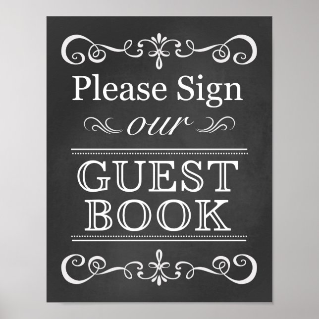 Wedding Sign – Sign Our Guestbook Chalkboard Sign (Front)