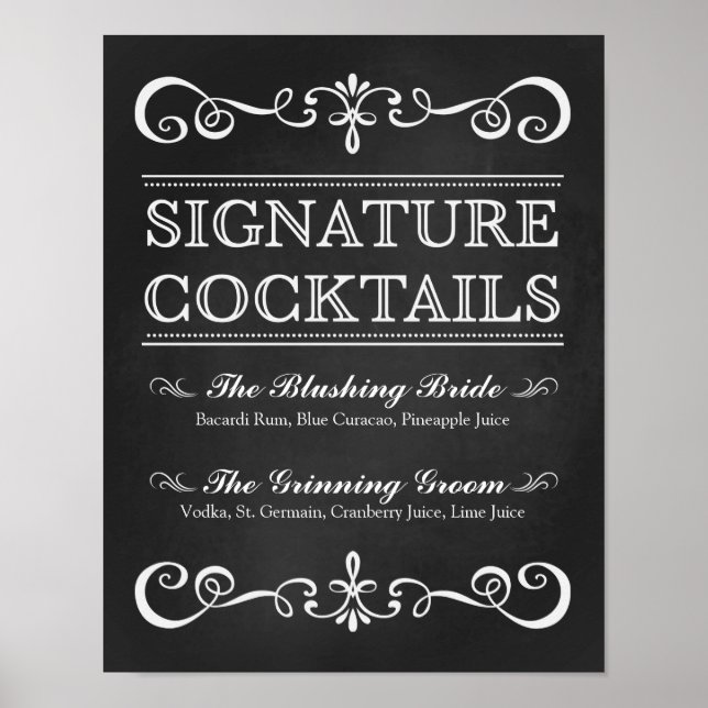Wedding Sign – Signature Cocktail Chalkboard Sign (Front)