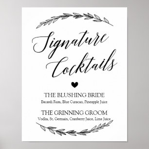 Wedding Sign – Signature Cocktail Laurel Sign