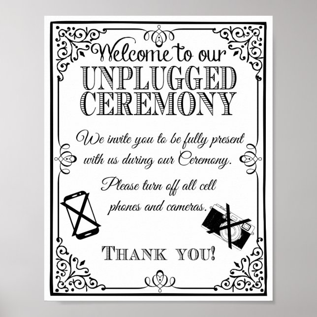 Wedding sign unplugged wedding vintage chalkboard (Front)