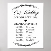 Wedding Sign – Wedding Schedule Laurel Sign