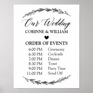 Wedding Sign – Wedding Schedule Laurel Sign