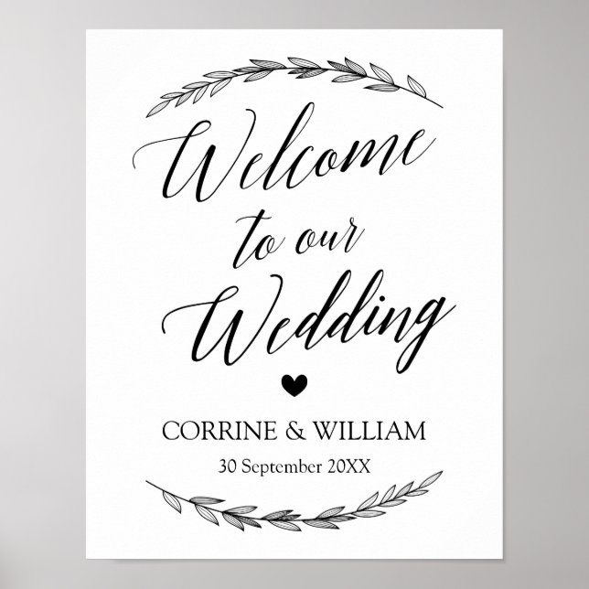 Wedding Sign – Wedding Welcome Laurel Wedding Sig (Front)