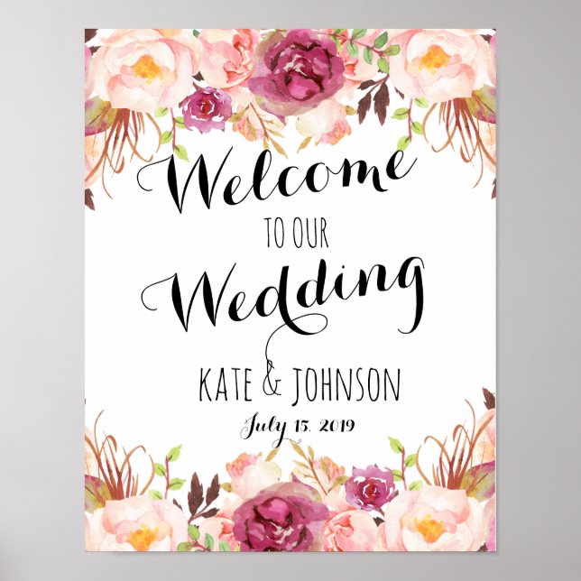 Wedding sign, welcome,  shower , poster, banner poster (Front)