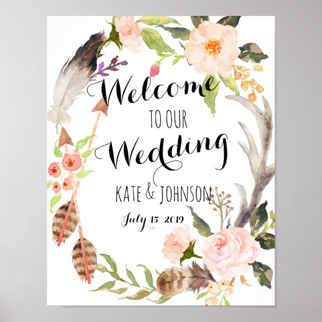 Wedding sign, welcome,  shower , poster, banner poster (Front)