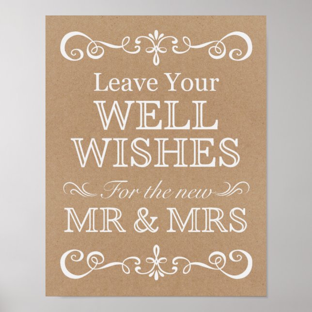 Wedding Sign – Well Wishes Rustic Wedding Sign (Front)