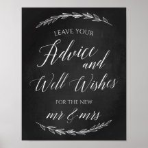 Wedding Sign – Well Wishes Wedding Chalkboard Sign