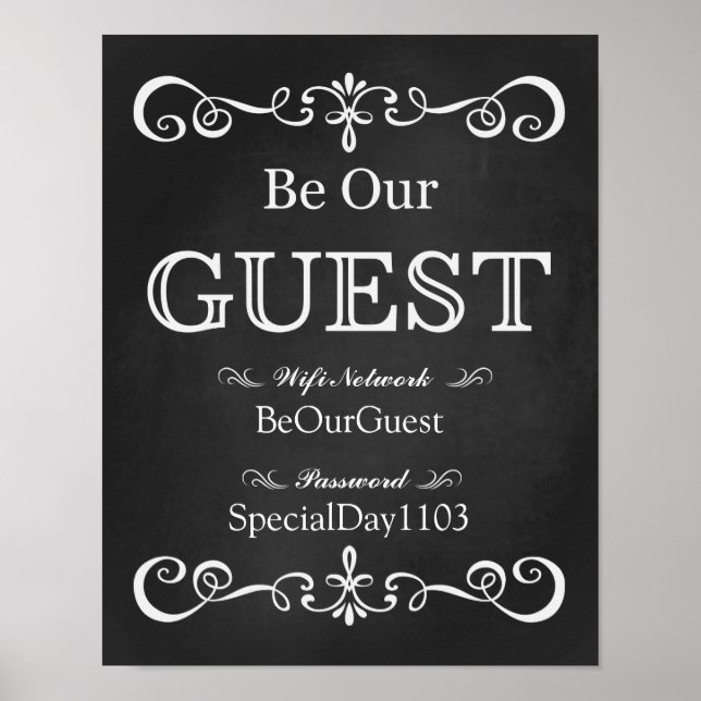 Wedding Sign – Wifi Password Chalkboard Sign (Front)
