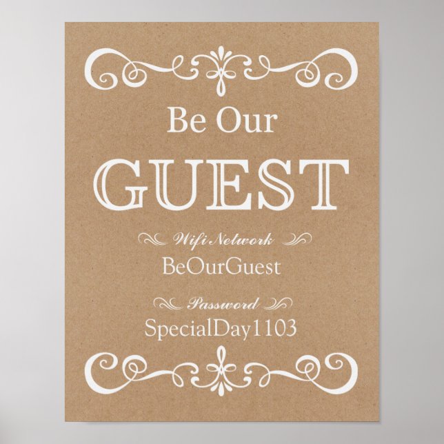 Wedding Sign – Wifi Password Rustic Wedding Sign (Front)