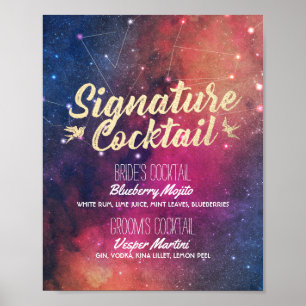 Wedding Signature Drink Menu Galaxy Constellations Poster