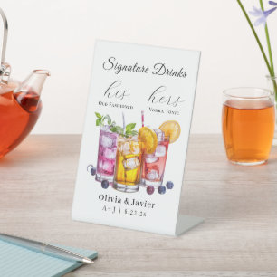 Wedding Signature Drinks Pedestal Sign