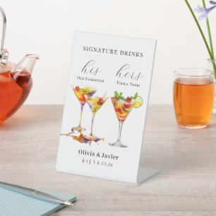 Wedding Signature Drinks Pedestal Sign