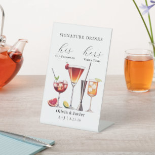 Wedding Signature Drinks Pedestal Sign
