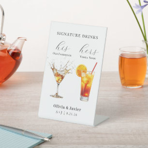 Wedding Signature Drinks Pedestal Sign