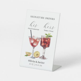 Wedding Signature Drinks Pedestal Sign