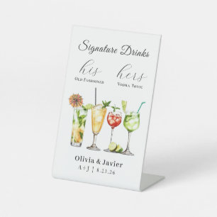 Wedding Signature Drinks Pedestal Sign