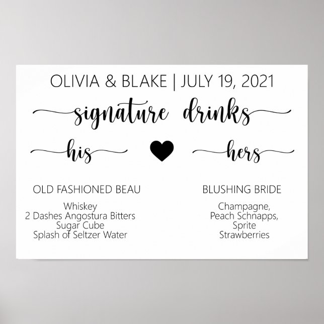 Wedding Signature Drinks Print (Front)