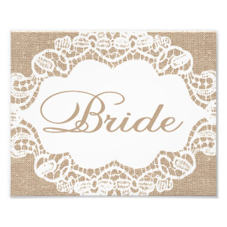 Wedding Signs - Burlap & Lace - Bride -