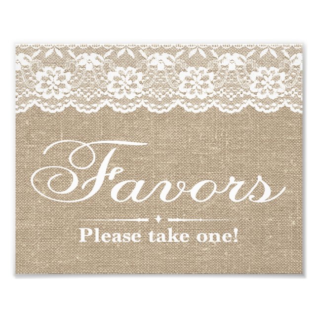 Wedding Signs - Burlap & Lace - Favours - (Front)