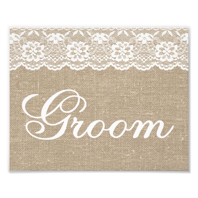 Wedding Signs - Burlap & Lace - Groom - (Front)