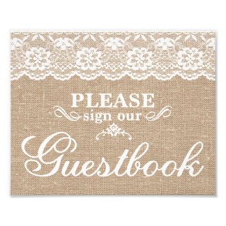 Wedding Signs - Burlap & Lace - Guestbook -