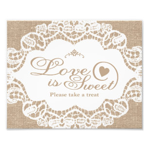 Wedding Signs - Burlap & Lace - Love is Sweet -