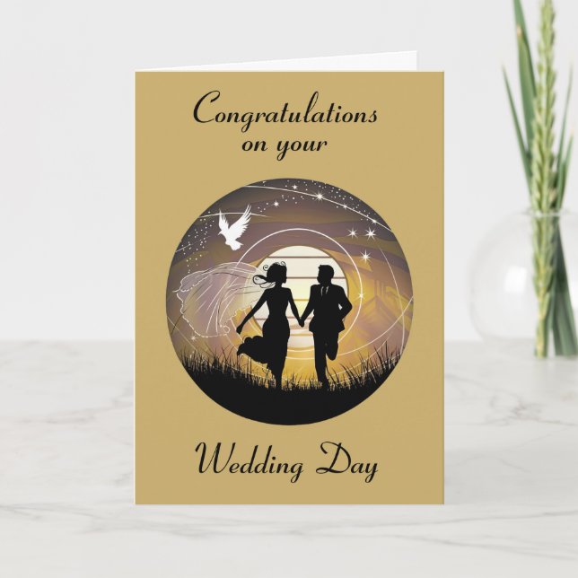 Wedding Silhouette Groom and Bride Card (Front)